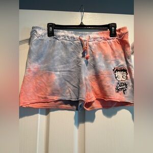 Universal Betty Boop Tie-Dye Lounge Shorts - Pink & Light Blue